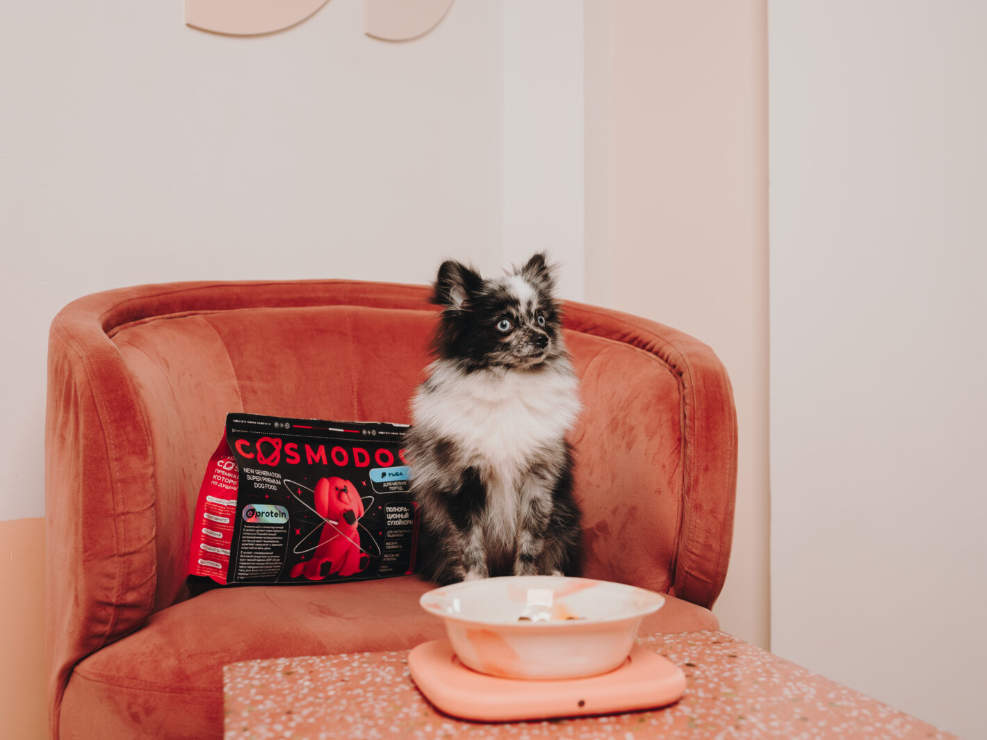 Подставка под миску COSMOPET х MIIOO одинарная, розовая