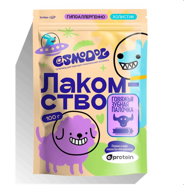 Лакомство для собак «Cosmodog» Говяжья зубная палочка 100г