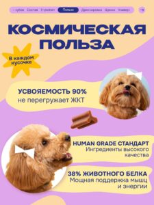 Лакомство для собак «Cosmodog» Говяжья зубная палочка 100г