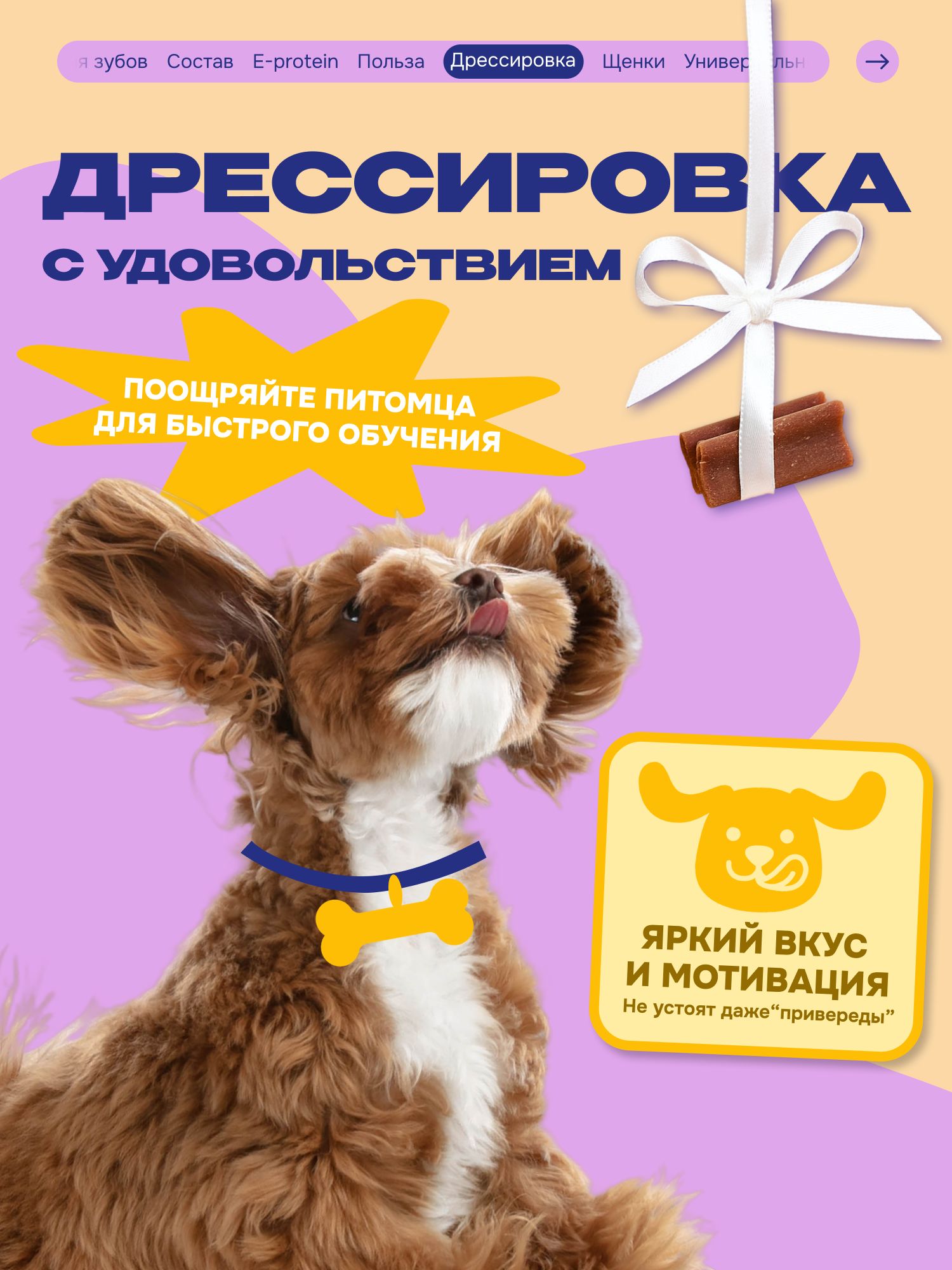 Лакомство для собак «Cosmodog» Говяжья зубная палочка 100г