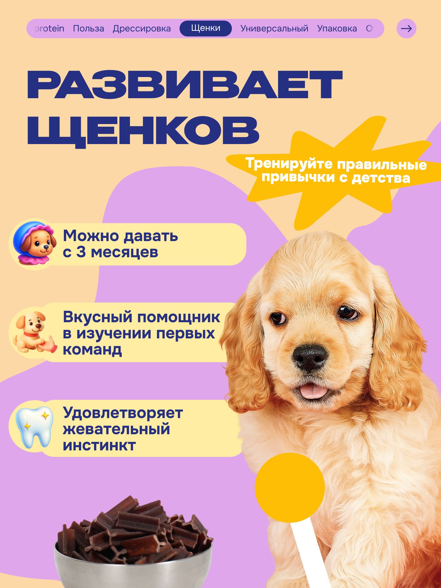 Лакомство для собак «Cosmodog» Говяжья зубная палочка 100г