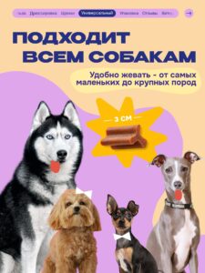 Лакомство для собак «Cosmodog» Говяжья зубная палочка 100г
