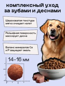 Набор кормов сухих для собак «Космобака» для крупных и средних пород с рыбой 2 кг, 5 пачек