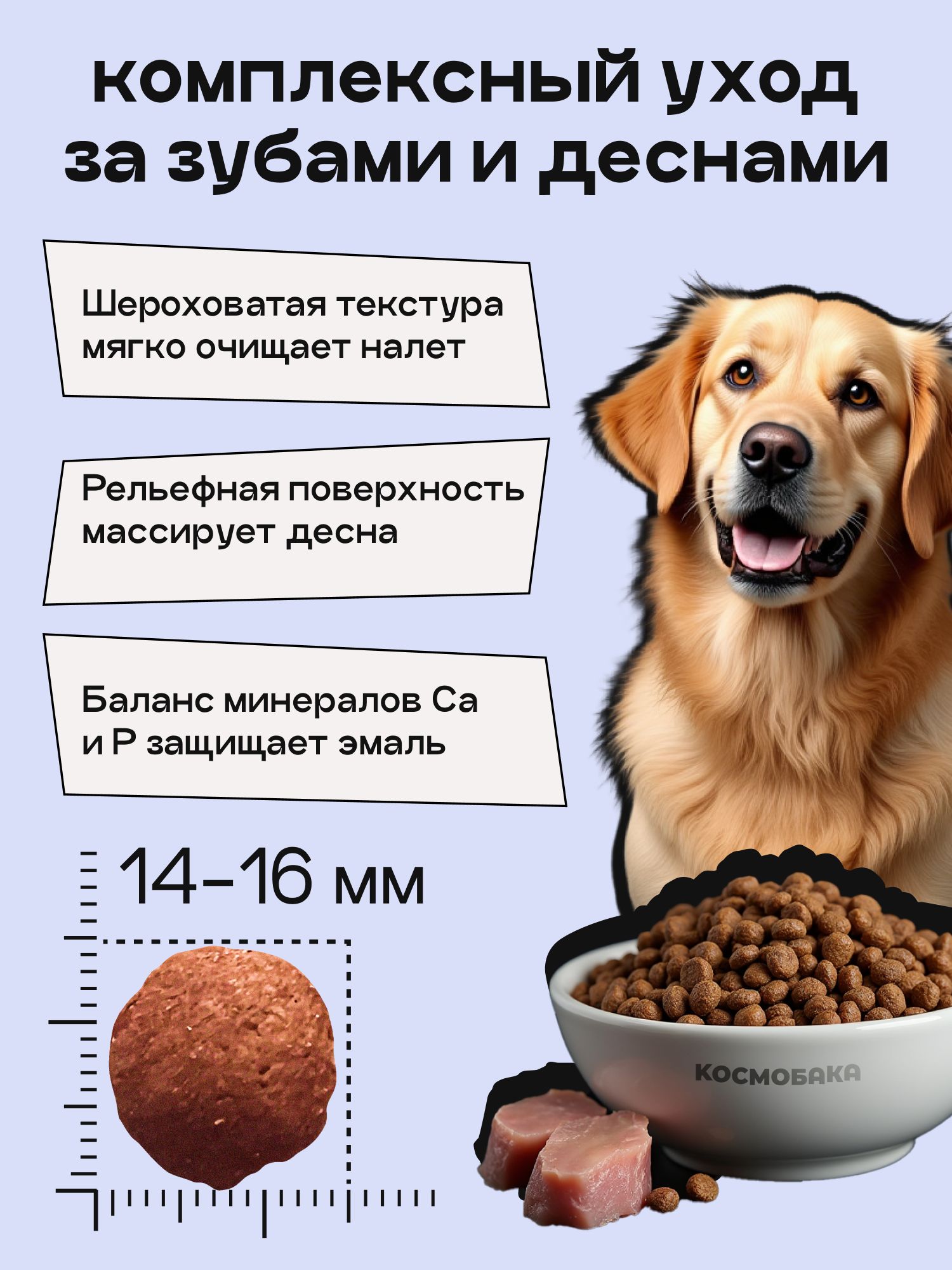 Набор кормов сухих для собак «Космобака» для крупных и средних пород с рыбой 2 кг, 5 пачек