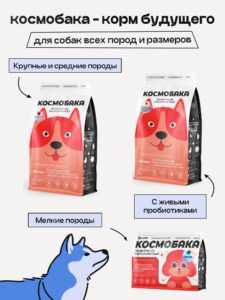 Набор кормов сухих для собак «Космобака» для крупных и средних пород с рыбой 2 кг, 6 пачек