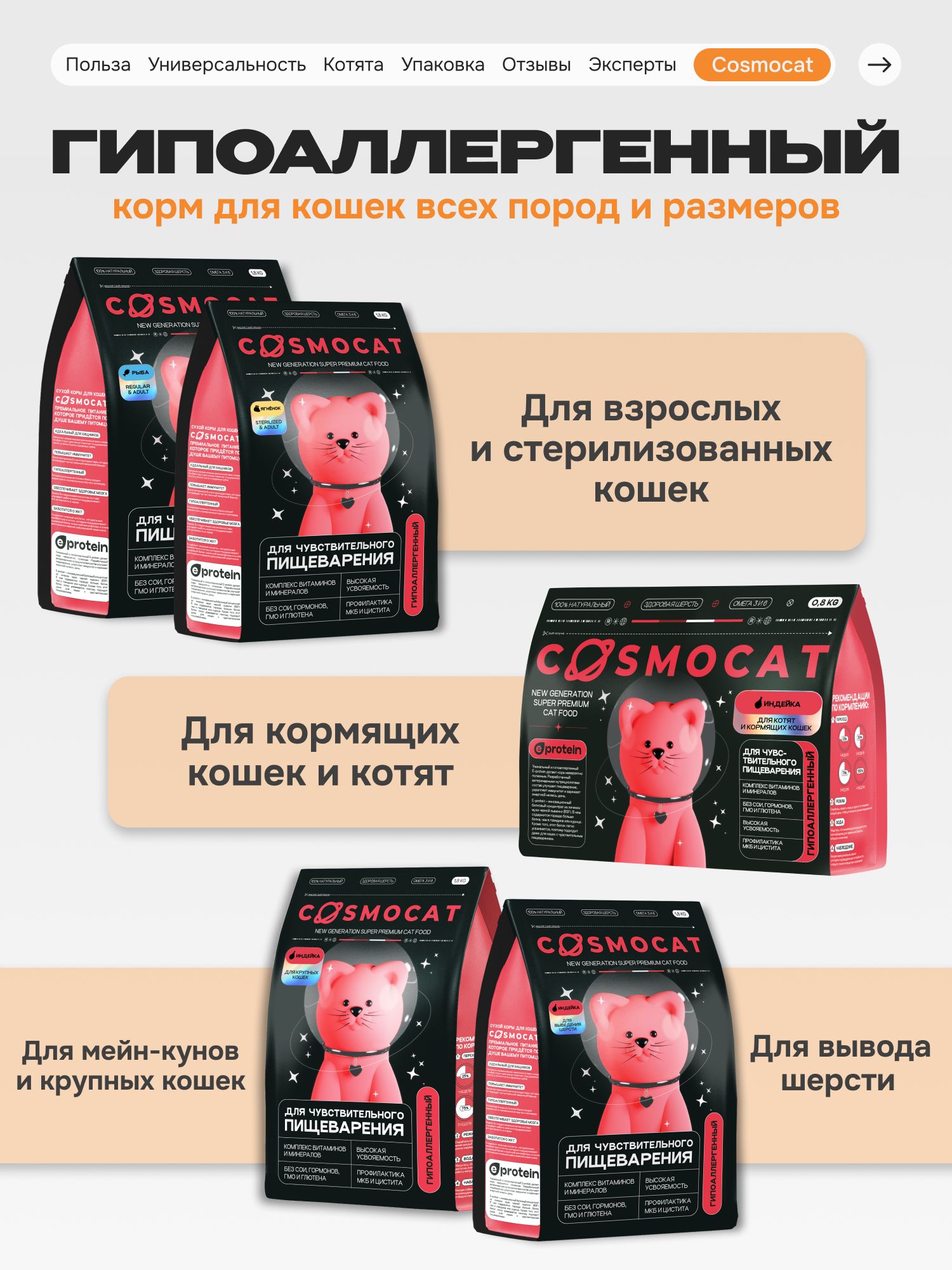 Лакомство для кошек «Cosmocat» Крем из лосося 180г