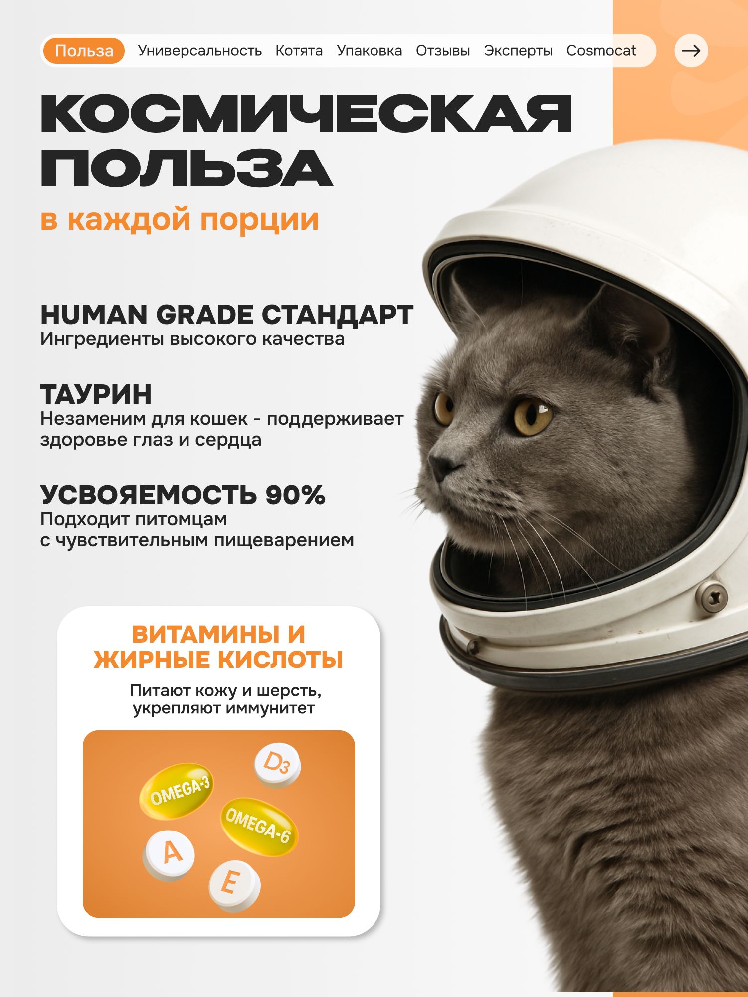 Лакомство для кошек «Cosmocat» Крем из лосося 50г