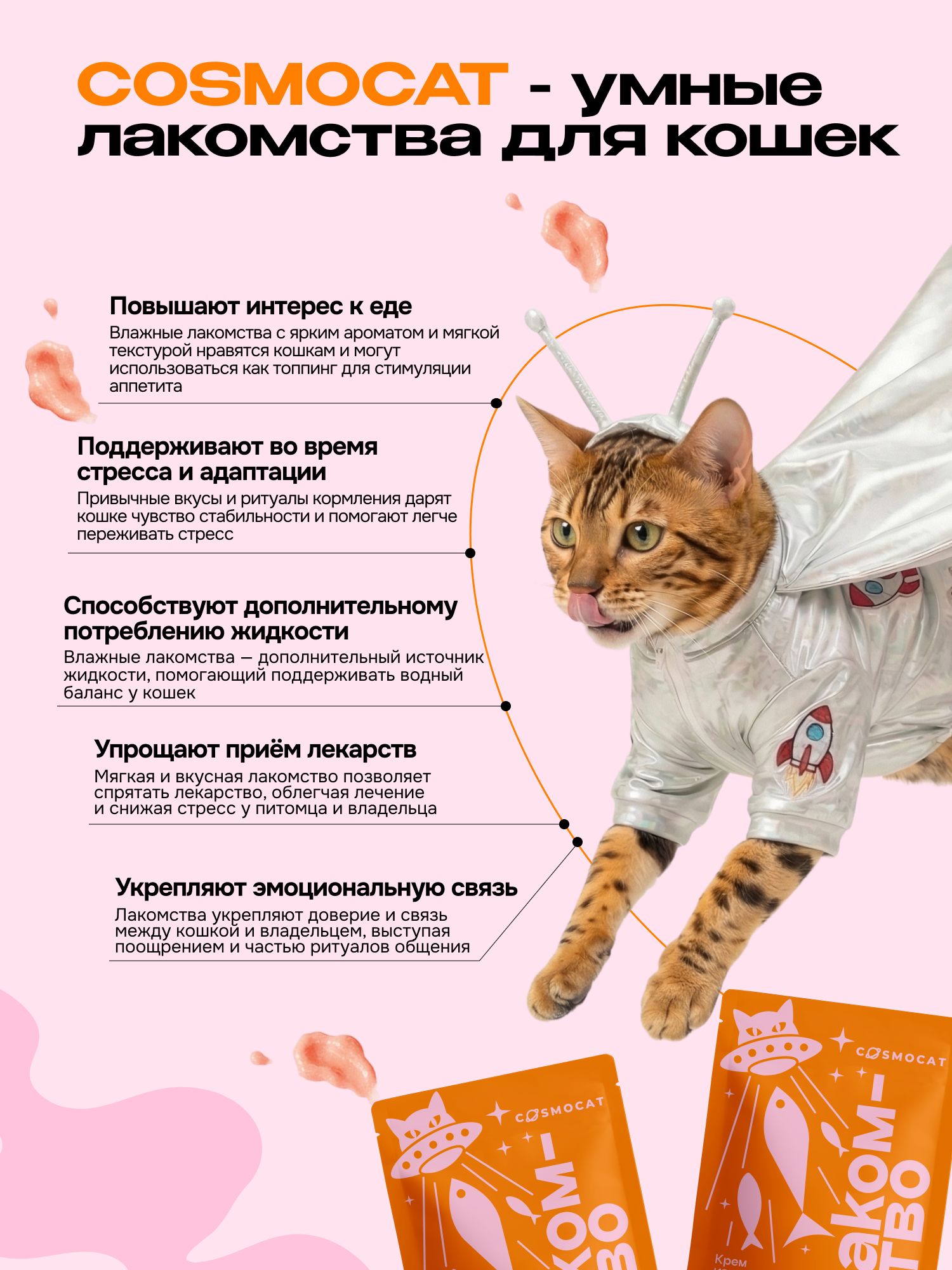 Лакомство для кошек «Cosmocat» Крем из лосося 150г