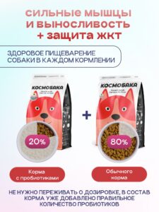 Набор кормов сухих для собак «Космобака» для крупных и средних пород с ягненком 8 кг + с пробиотиком