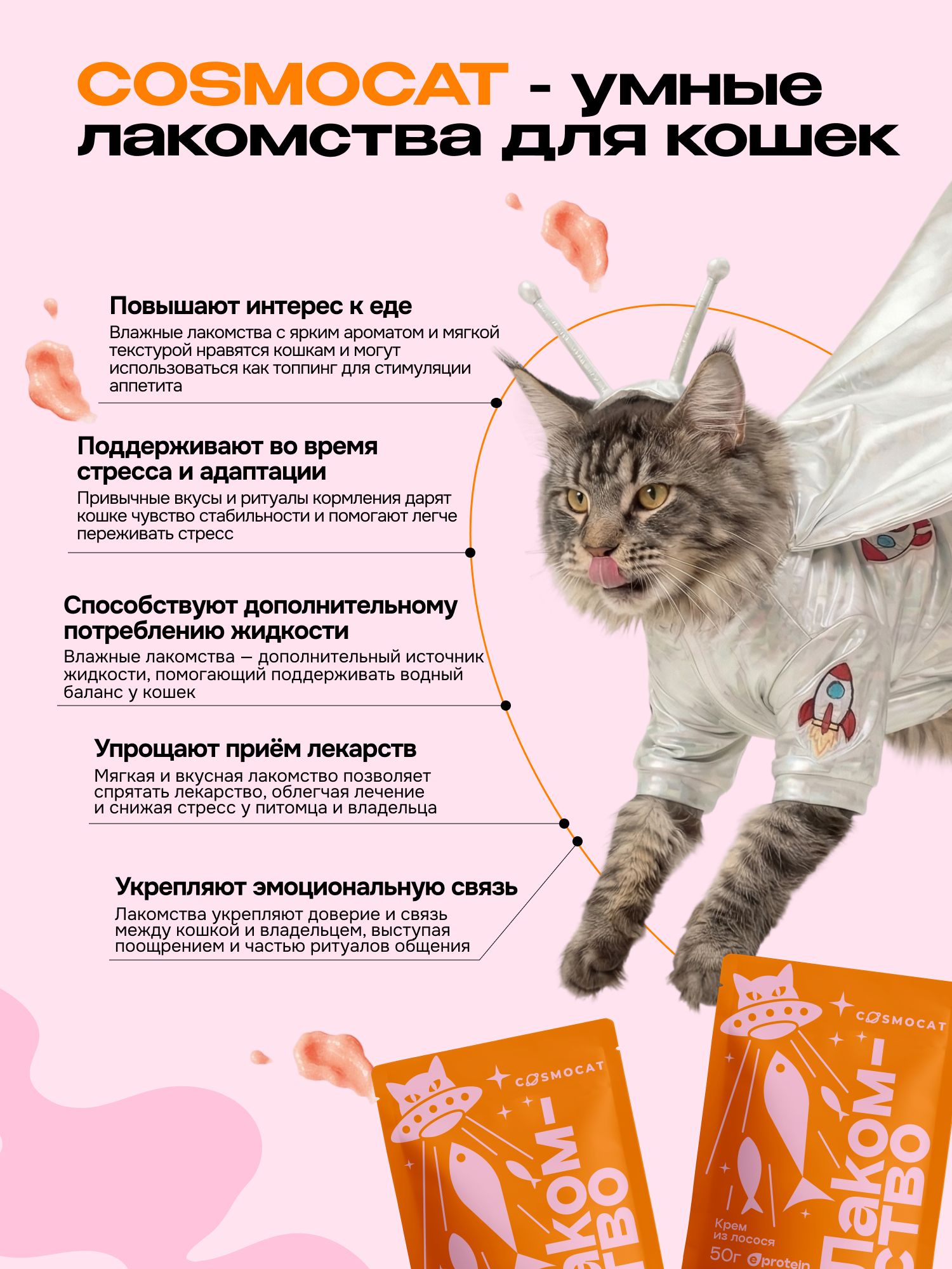 Лакомство для кошек «Cosmocat» Крем из лосося 350г