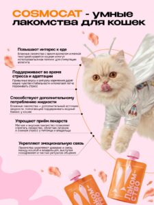 Лакомство для кошек «Cosmocat» Крем из лосося 90г