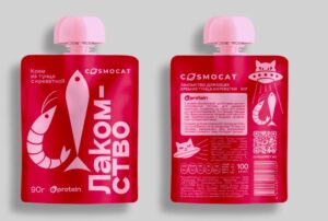 Лакомство для кошек «Cosmocat» Крем из тунца и креветки 90г