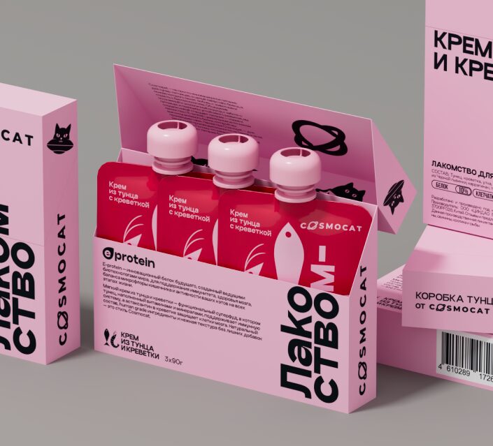 Лакомство для кошек «Cosmocat» Крем из тунца и креветки 270г