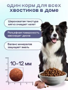 Набор кормов сухих для собак «Космобака» для крупных и средних пород с индейкой с пробиотиком 2 кг,