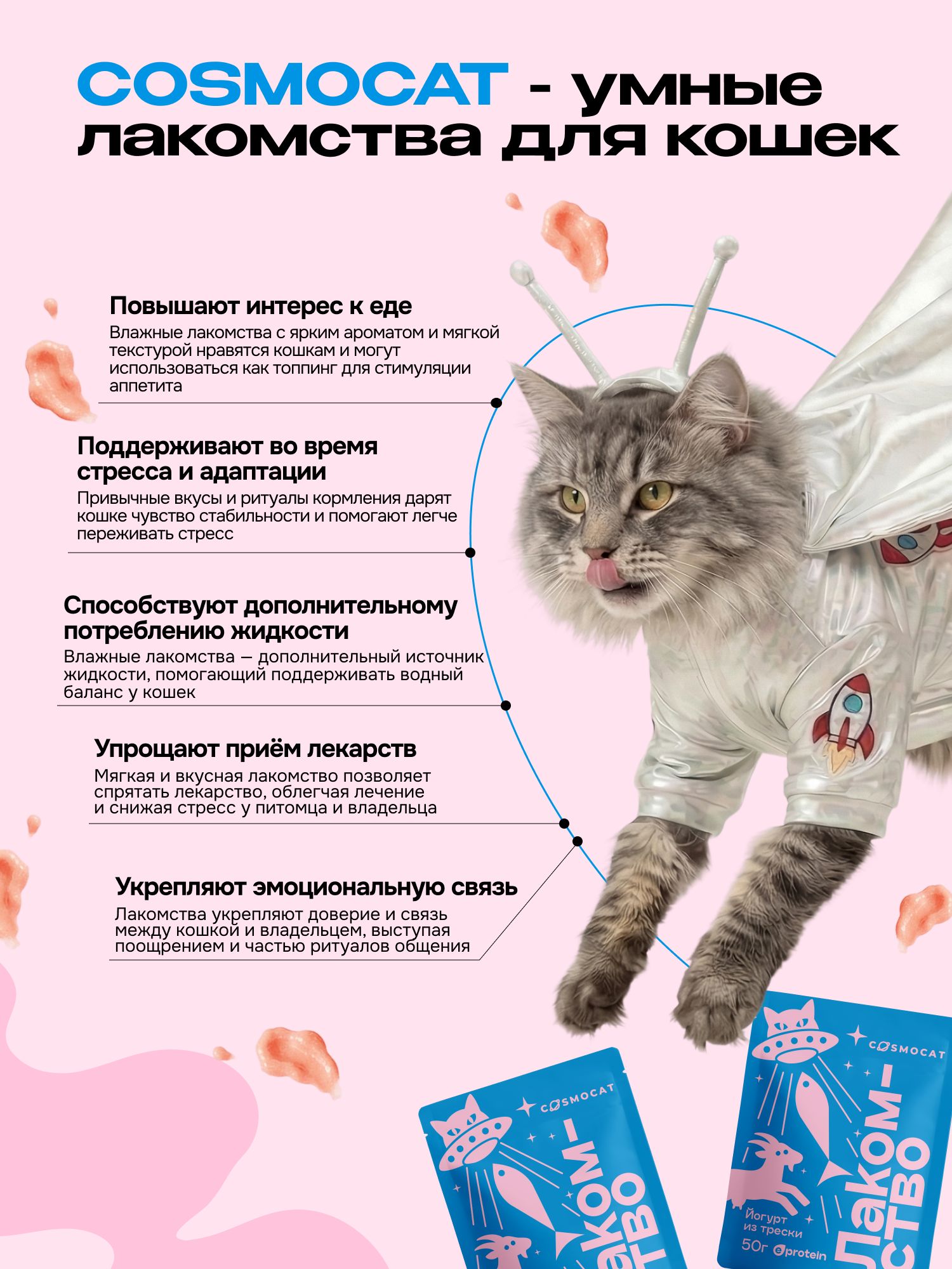 Лакомство для кошек «Cosmocat» Йогурт из трески 50г