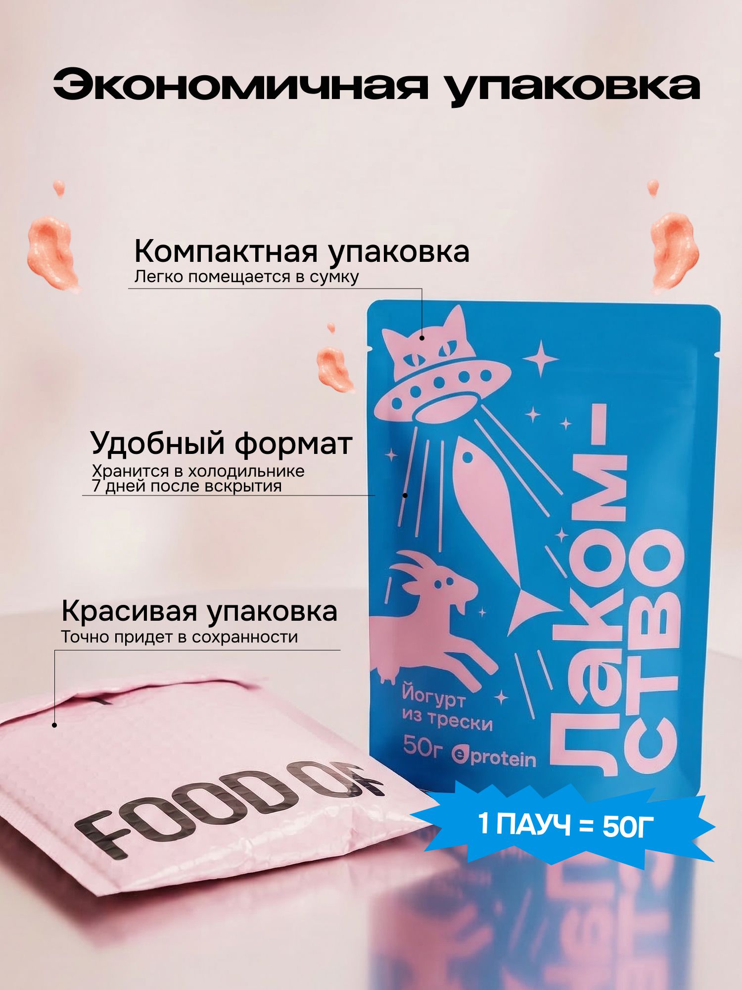 Лакомство для кошек «Cosmocat» Йогурт из трески 50г