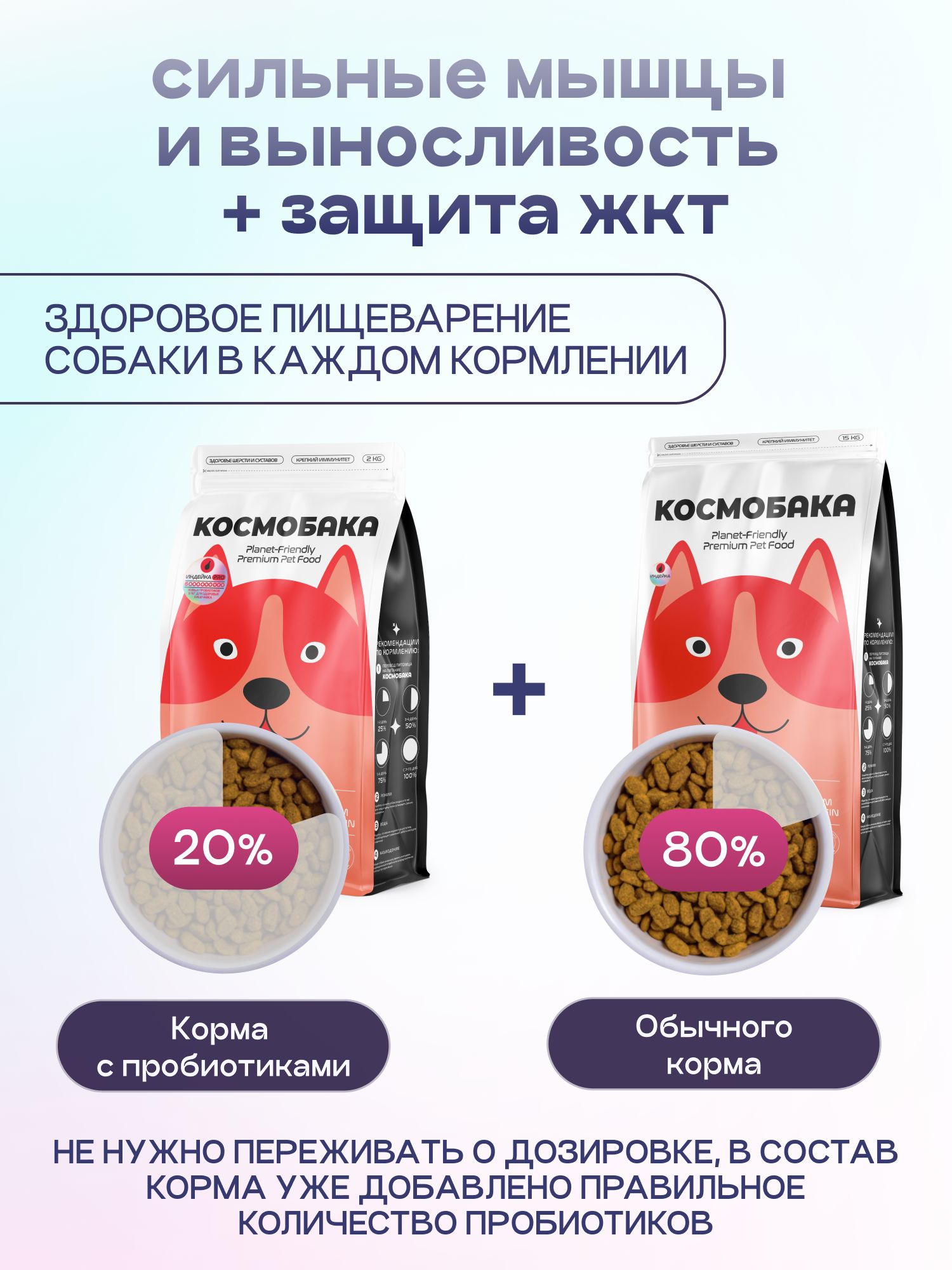 Набор кормов сухих для собак «Космобака» для крупных и средних пород с индейкой 15 кг + с пробиотико