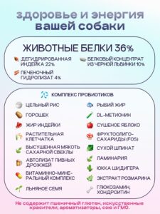 Набор кормов сухих для собак «Космобака» для крупных и средних пород с индейкой 15 кг + с пробиотико