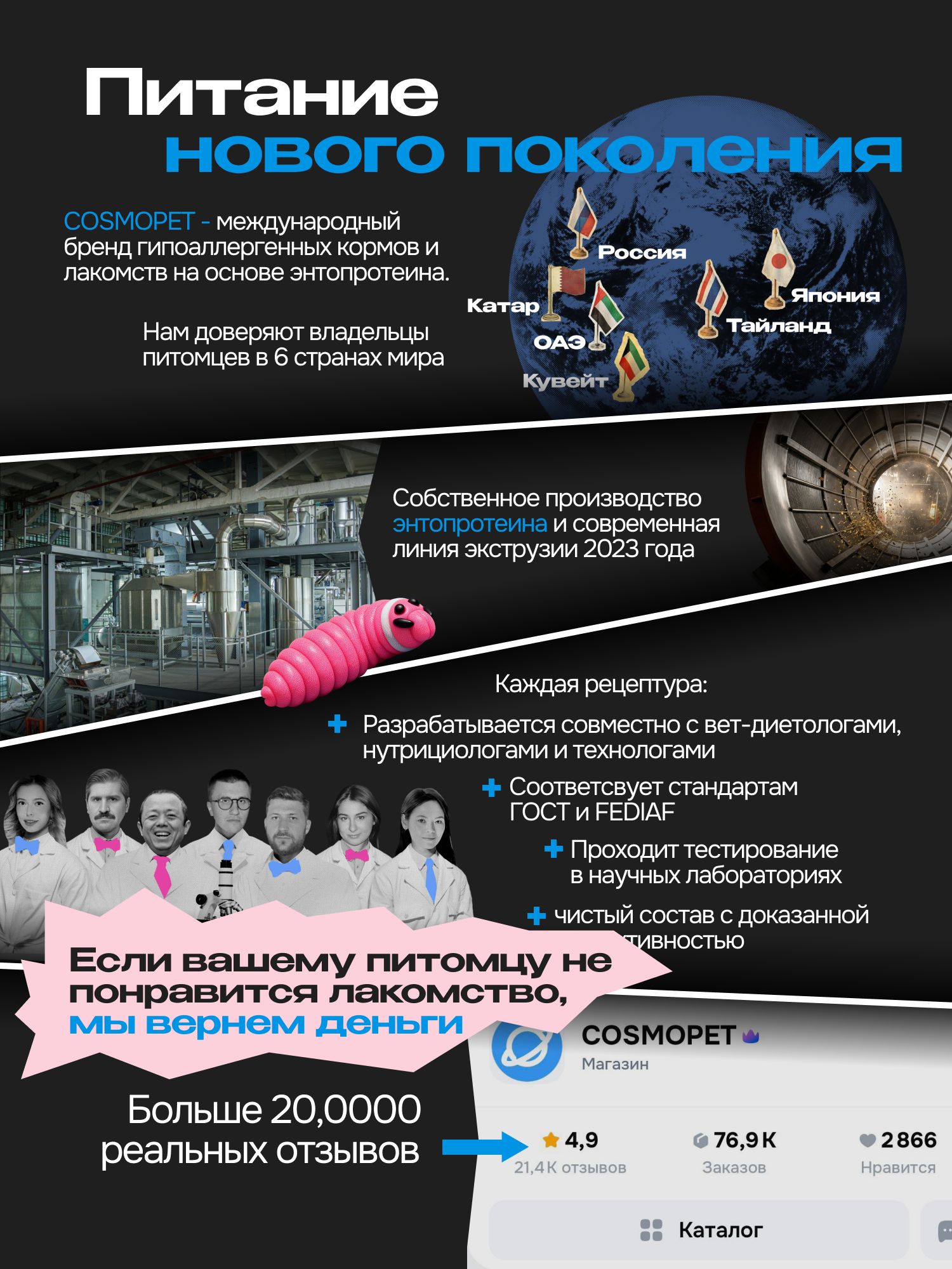 Лакомство для кошек «Cosmocat» Йогурт из трески 350г