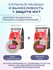 Набор кормов сухих для собак «Космобака» для крупных и средних пород с индейкой 8 кг + с пробиотиком