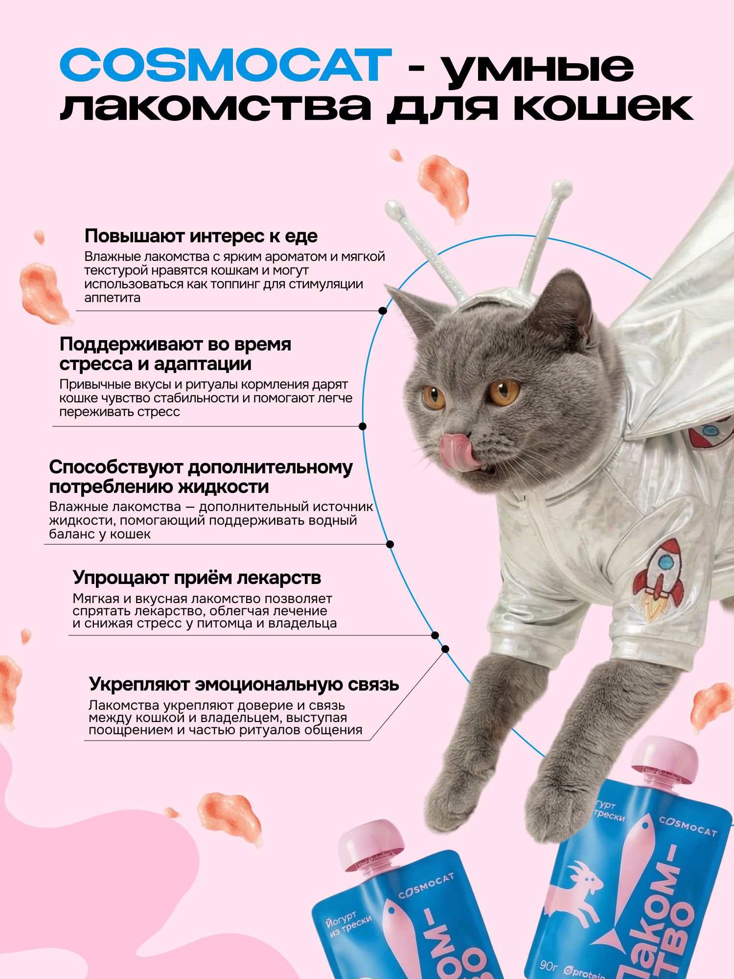 Лакомство для кошек «Cosmocat» Йогурт из трески 450г
