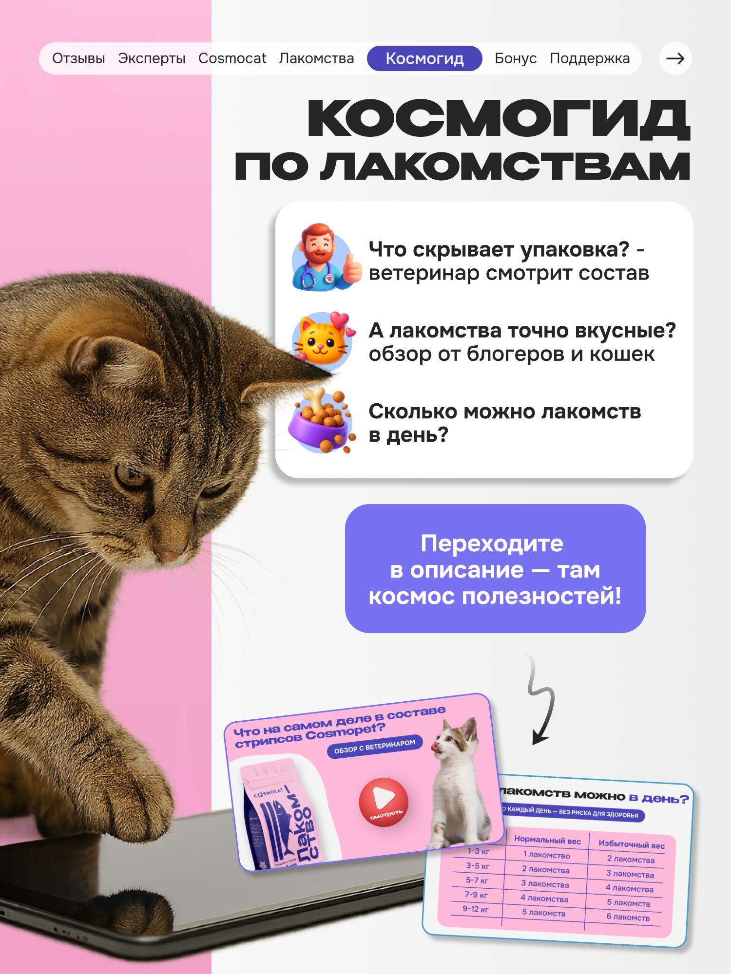 Лакомство для кошек «Cosmocat» Стрипсы с тунцом 100г