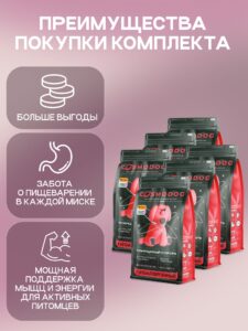 Набор кормов сухих для собак «Cosmodog» для мини пород с говядиной 2 кг, 6 пачек