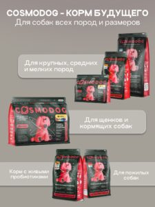 Набор кормов сухих для собак «Cosmodog» для щенков с говядиной 2 кг, 3 пачки