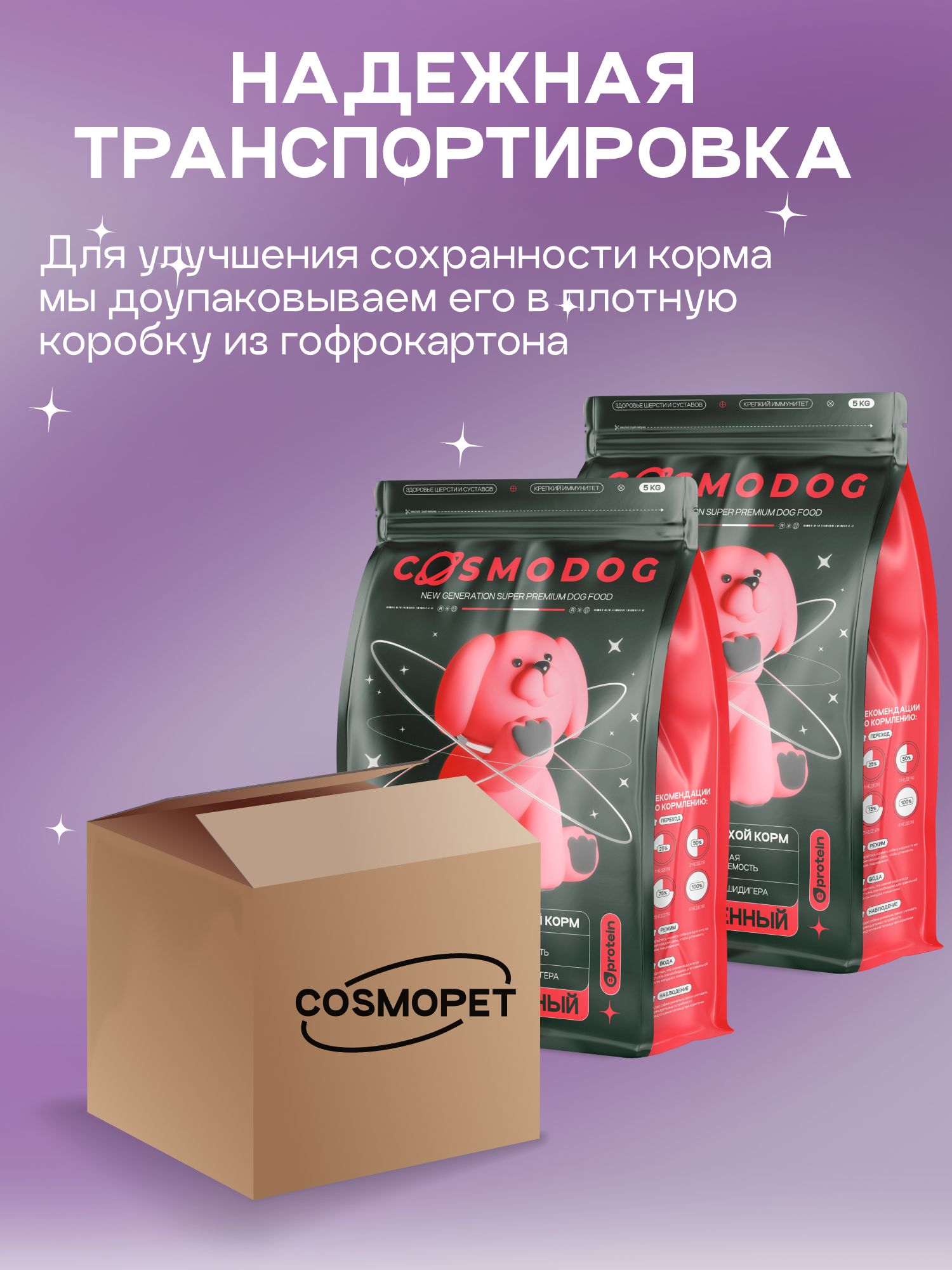 Набор кормов сухих для собак «Cosmodog» для мини пород с рыбой 2 кг, 2 пачки