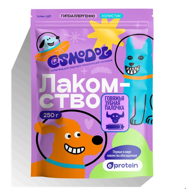 Лакомство для собак «Cosmodog» Говяжья зубная палочка 250г