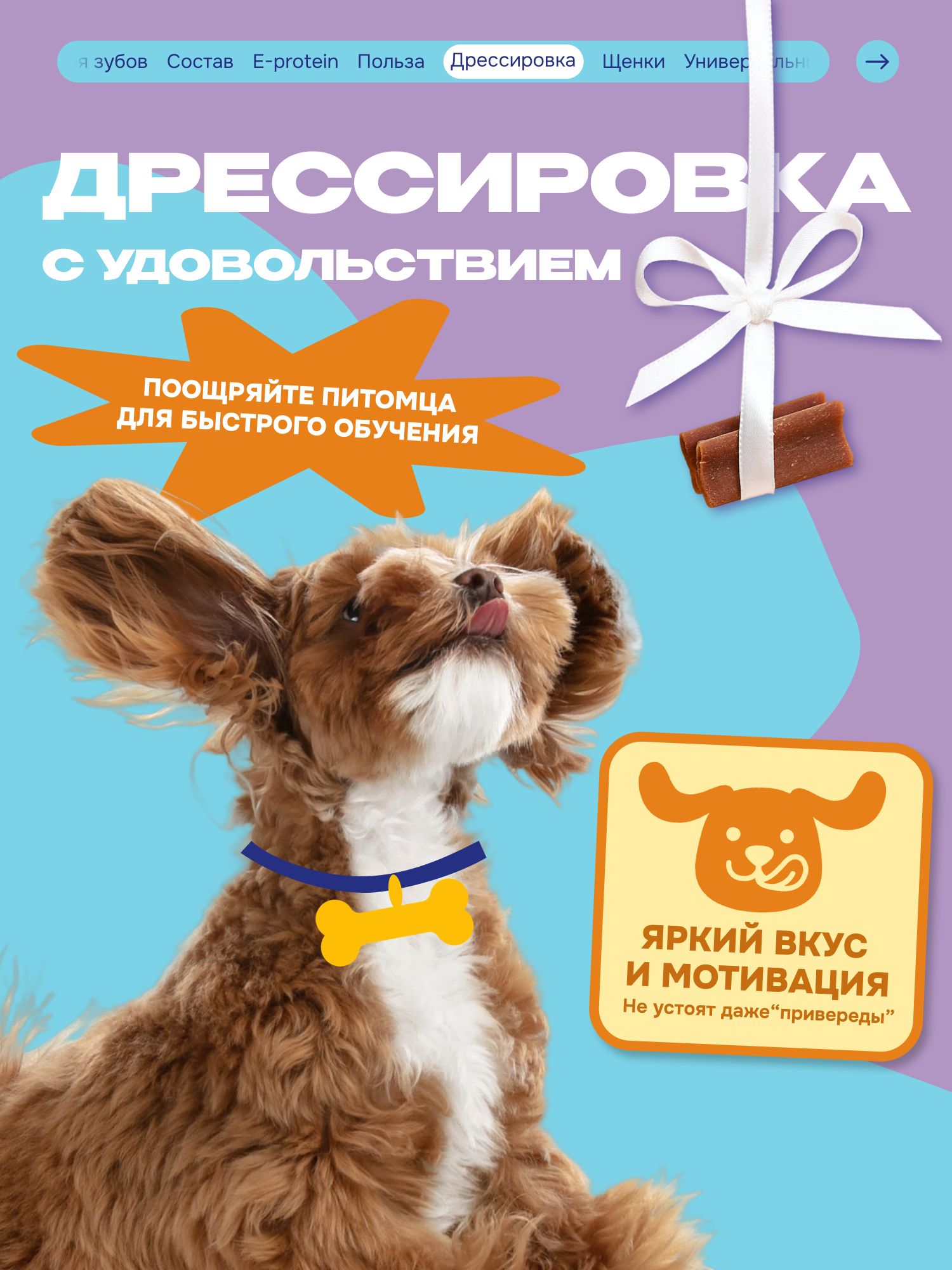 Лакомство для собак «Cosmodog» Говяжья зубная палочка 250г