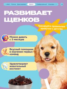 Лакомство для собак «Cosmodog» Говяжья зубная палочка 250г