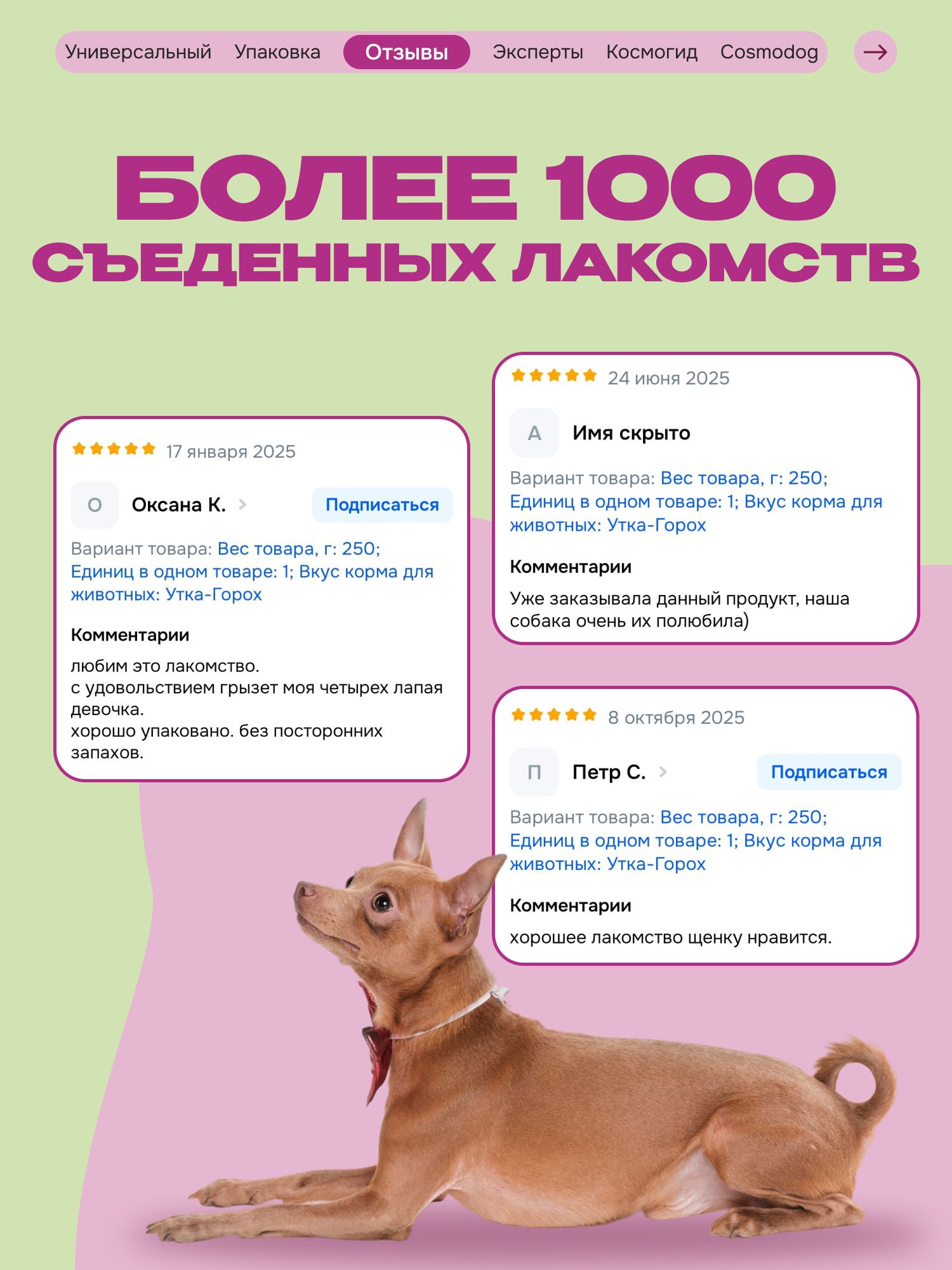 Лакомство для собак «Cosmodog» Филе утки 100г