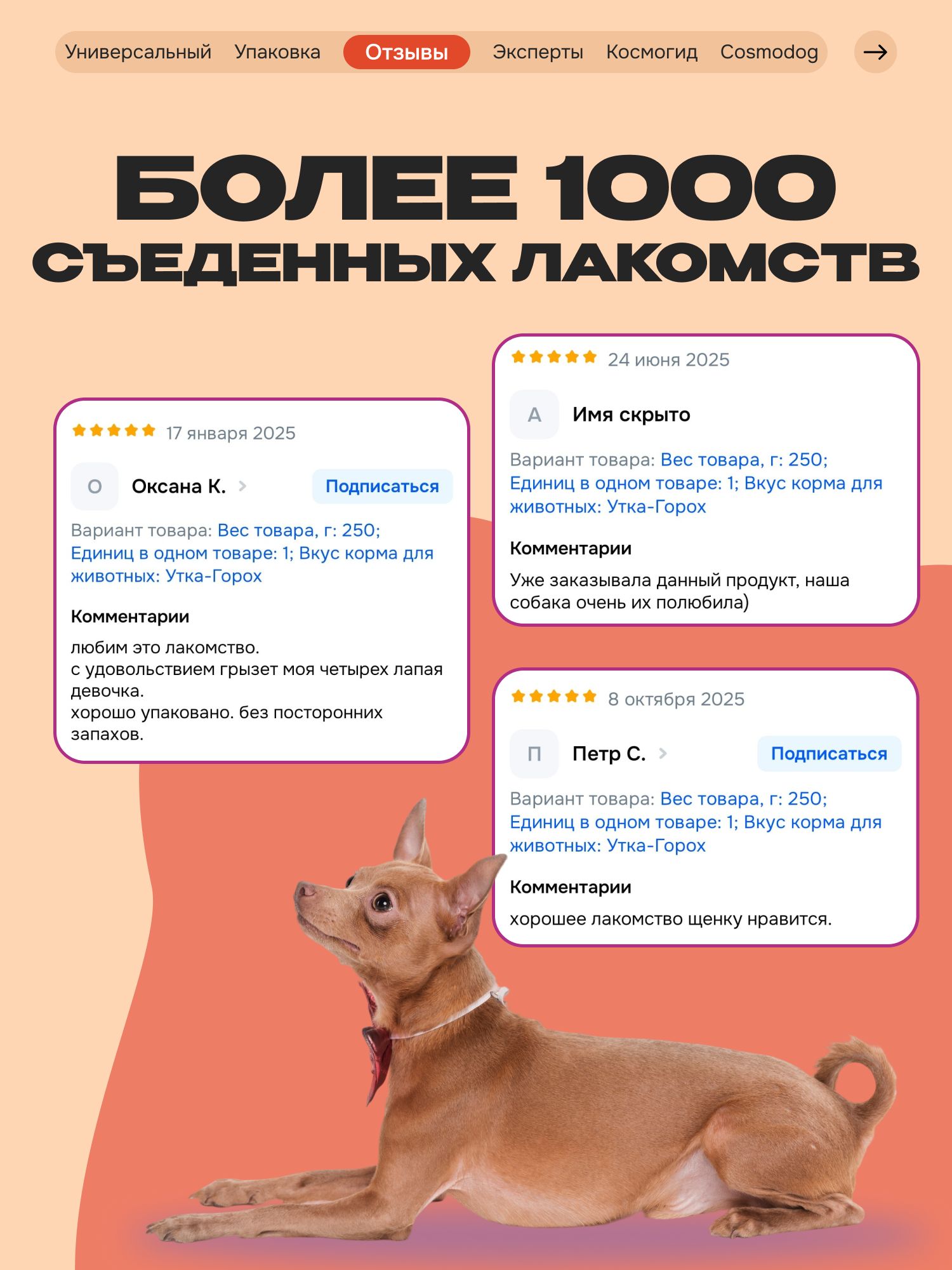 Лакомство для собак «Cosmodog» Филе утки 250г