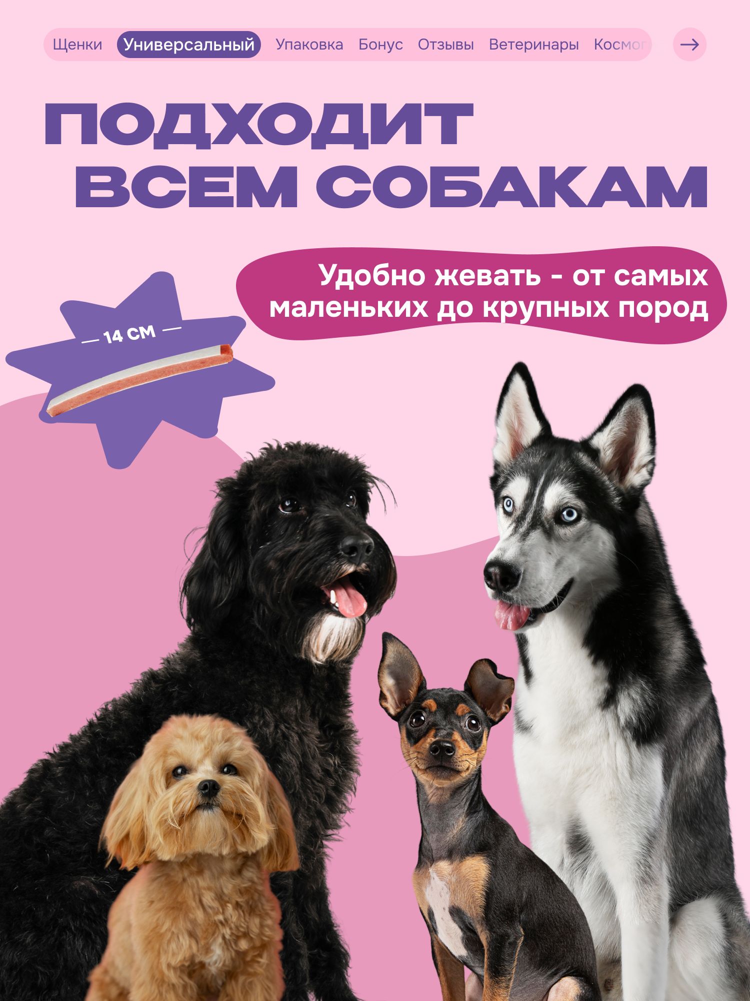 Лакомство для собак «Cosmodog» Сэндвич с лососем 100г