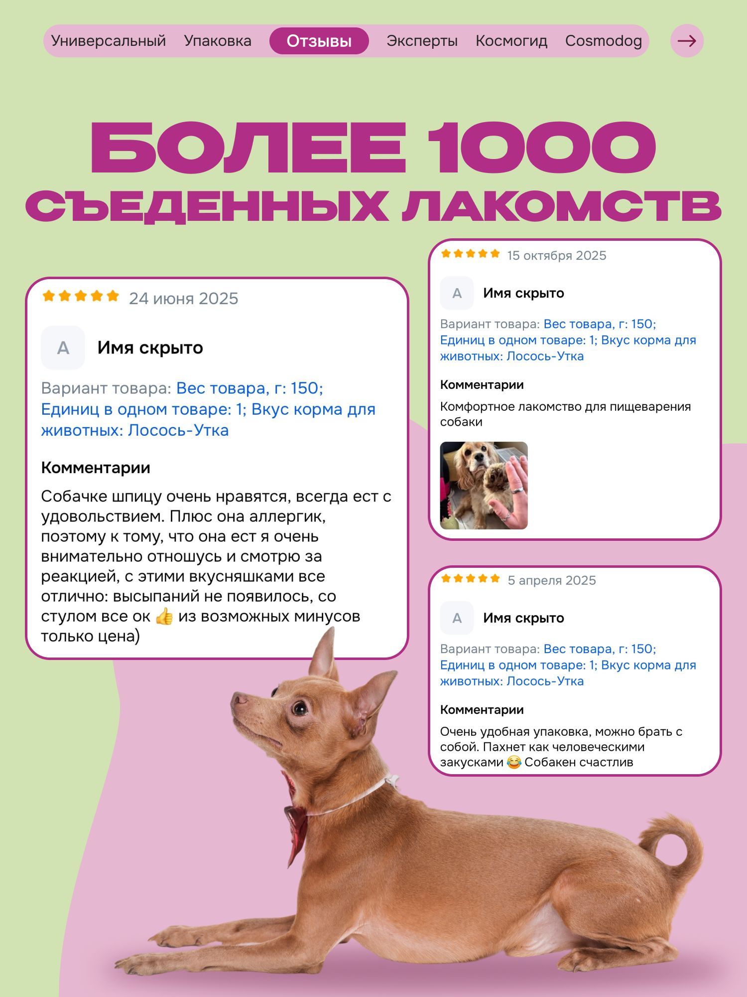 Лакомство для собак «Cosmodog» Стрипсы с лососем 150г