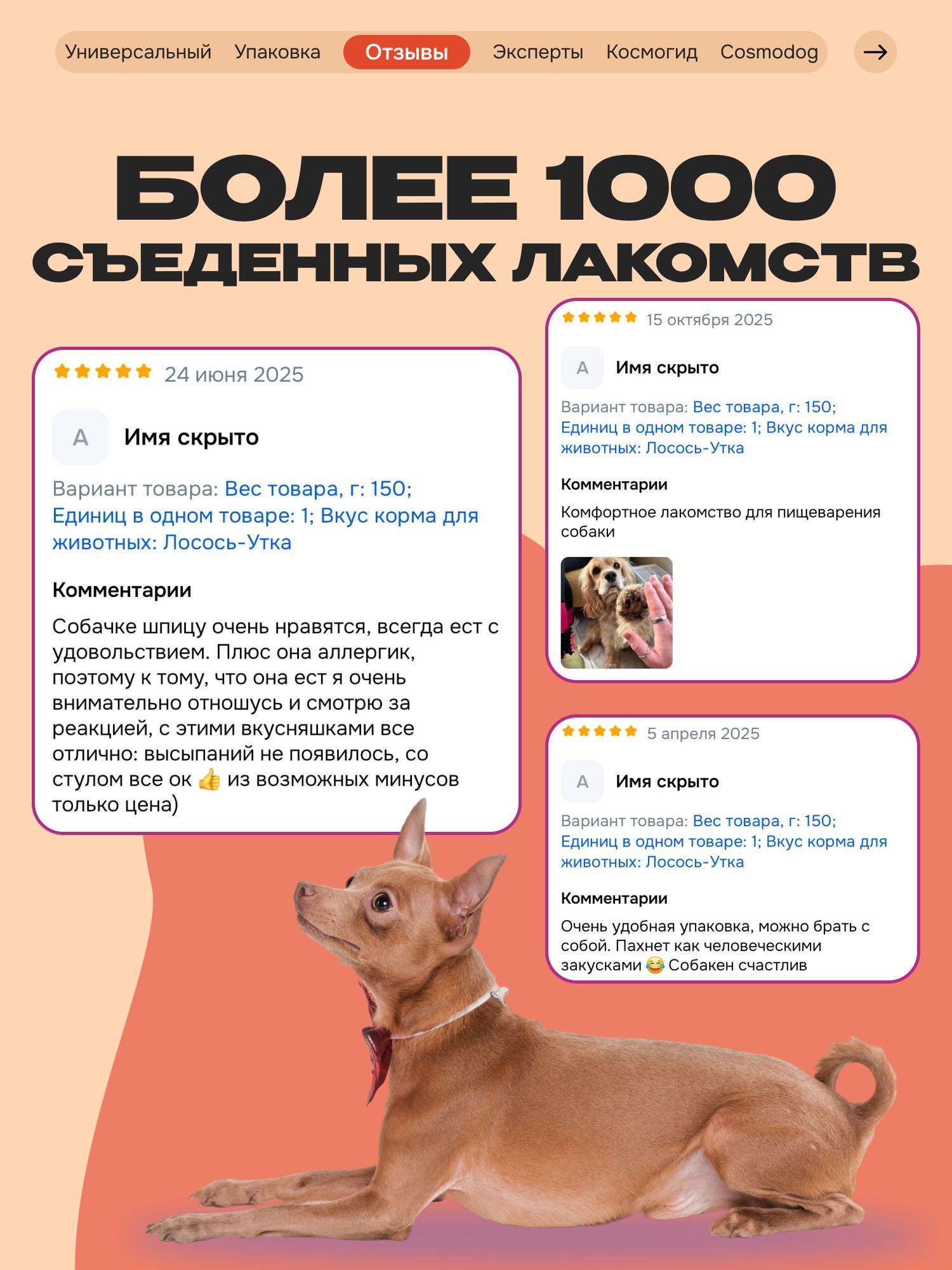 Лакомство для собак «Cosmodog» Стрипсы с лососем 250г