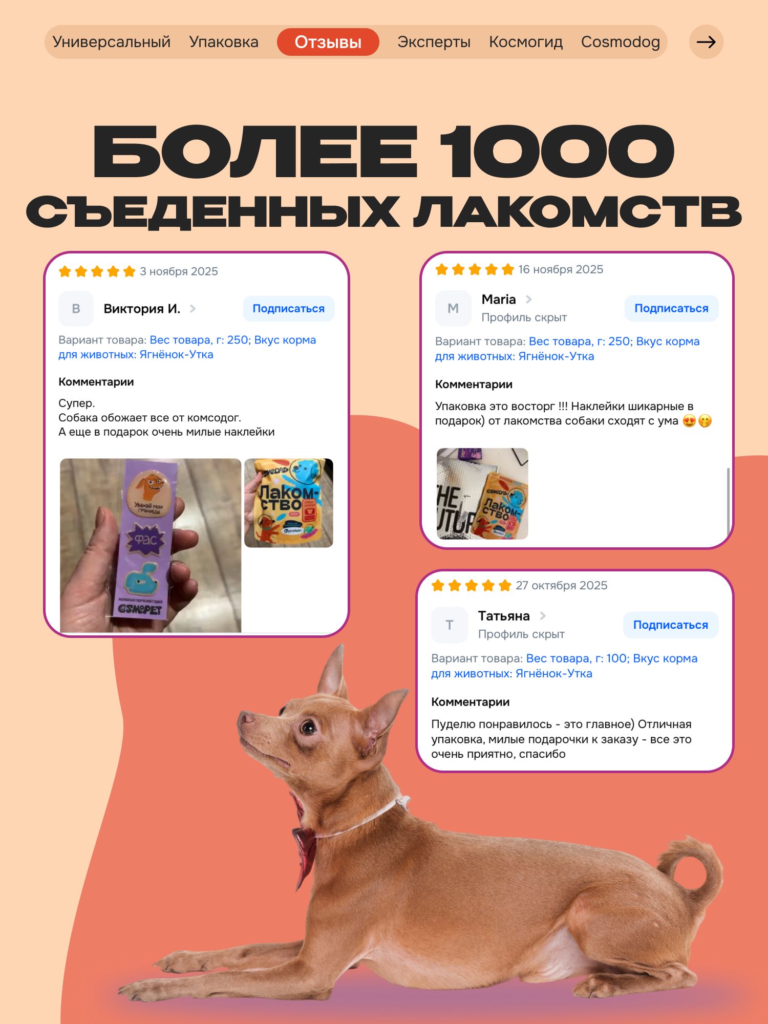 Лакомство для собак «Cosmodog» Стрипсы с ягненком 250г