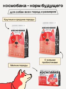 Корм сухой для собак «Космобака» для крупных и средних пород с индейкой 2 кг