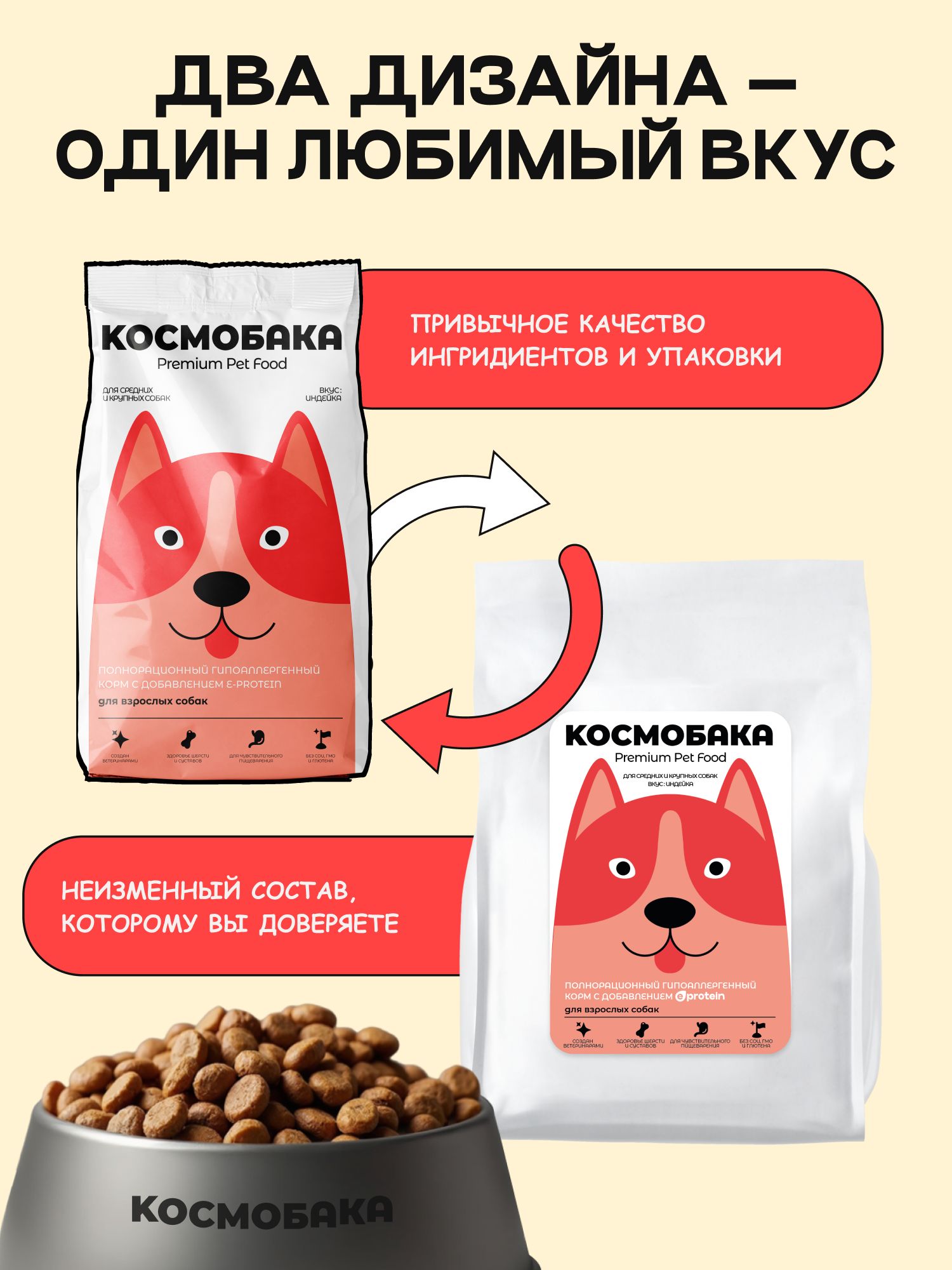 Корм сухой для собак «Космобака» для крупных и средних пород с индейкой 15 кг