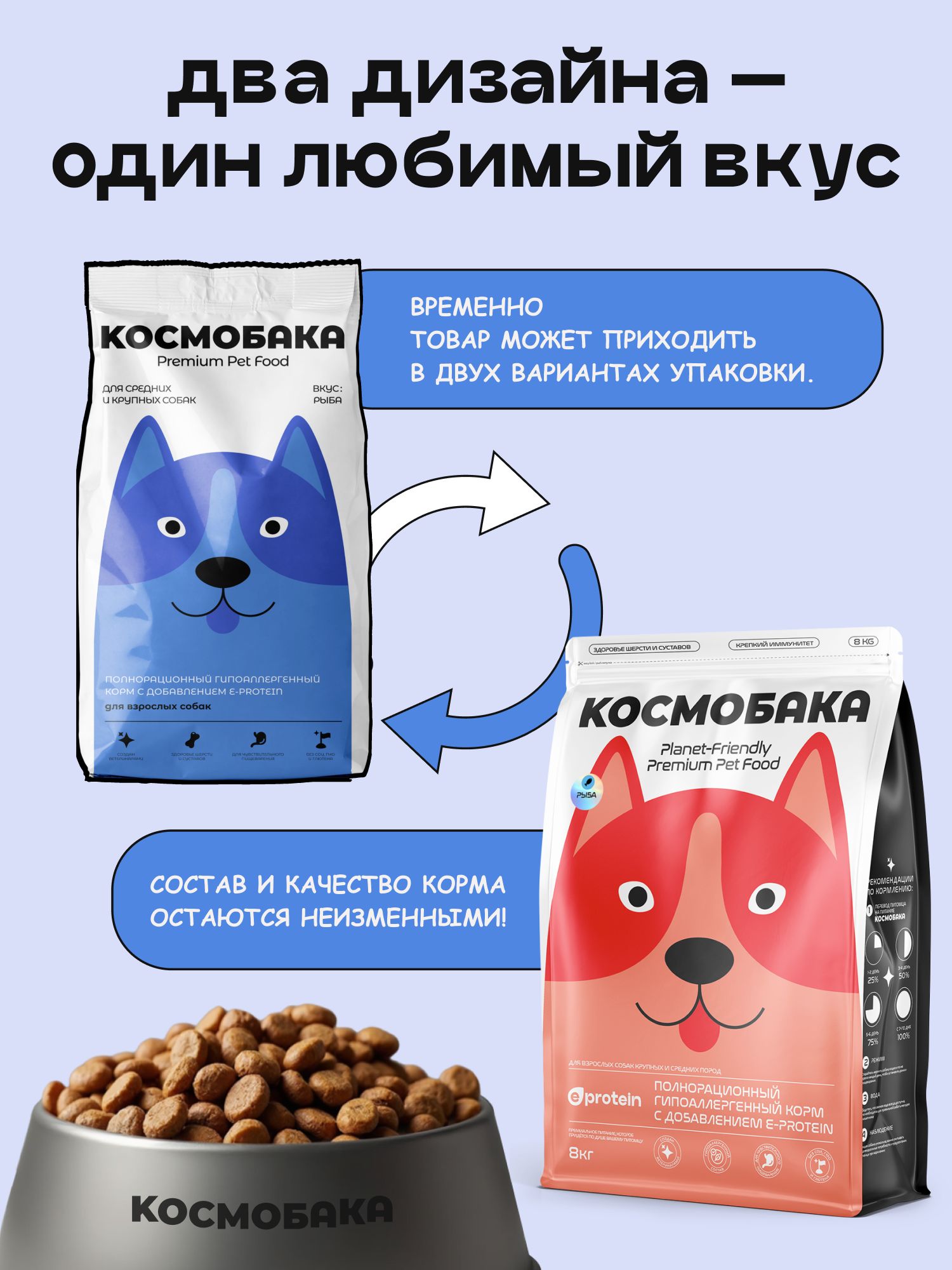 Корм сухой для собак «Космобака» для крупных и средних пород с рыбой 8 кг