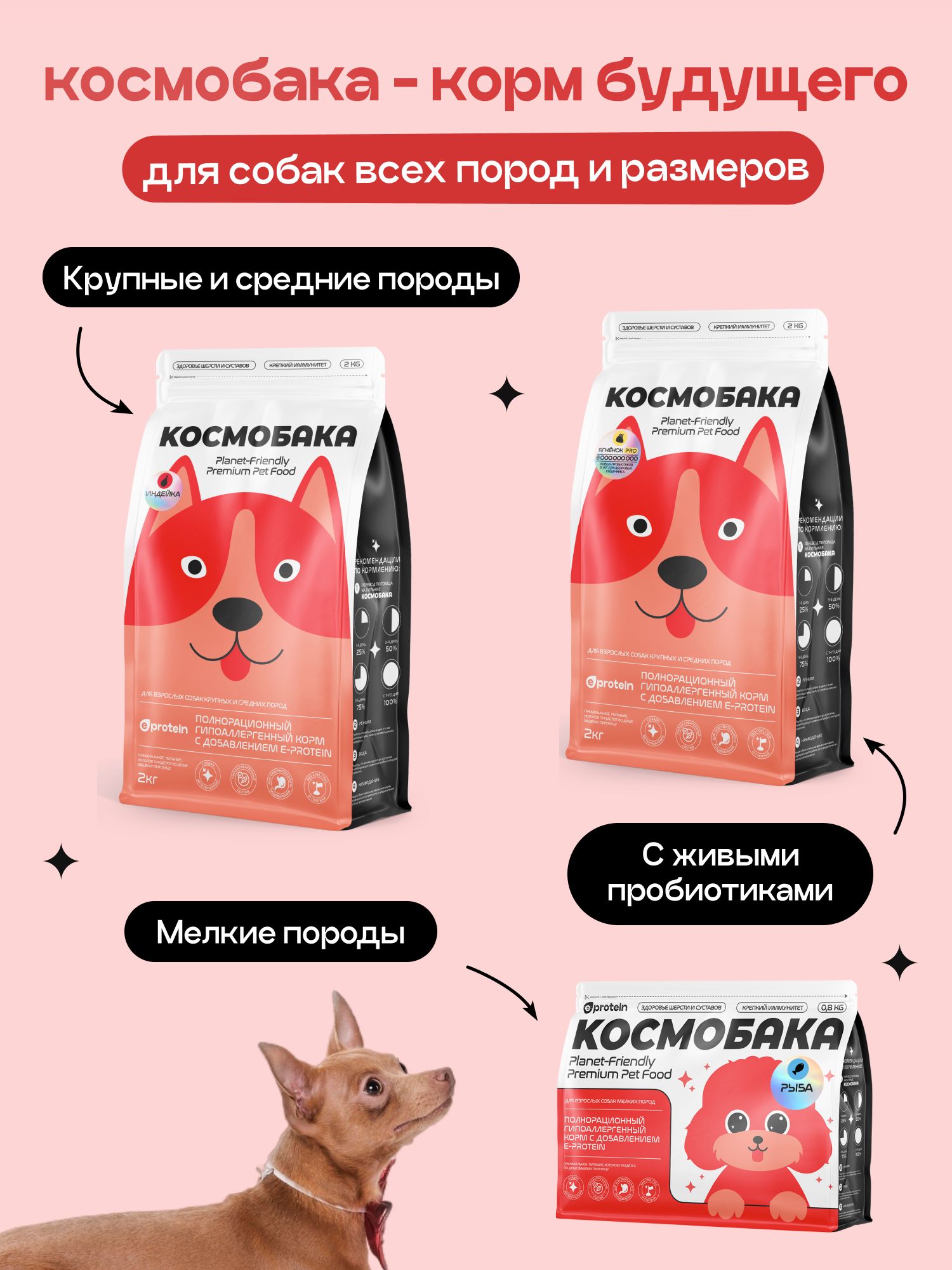 Корм сухой для собак «Космобака» для мелких пород с ягненком 5 кг