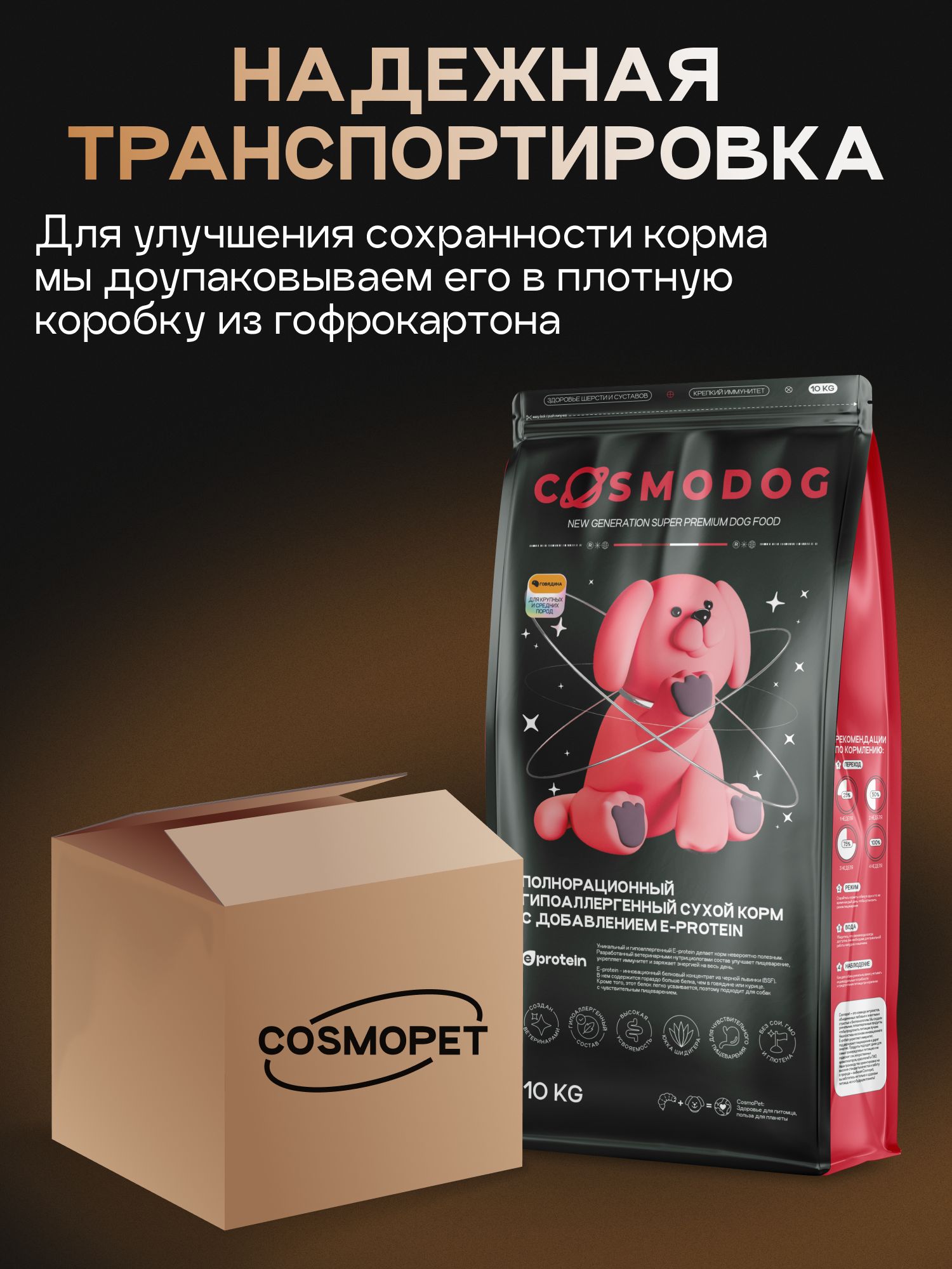 Корм сухой для собак «Cosmodog» для крупных и средних пород с говядиной 10 кг