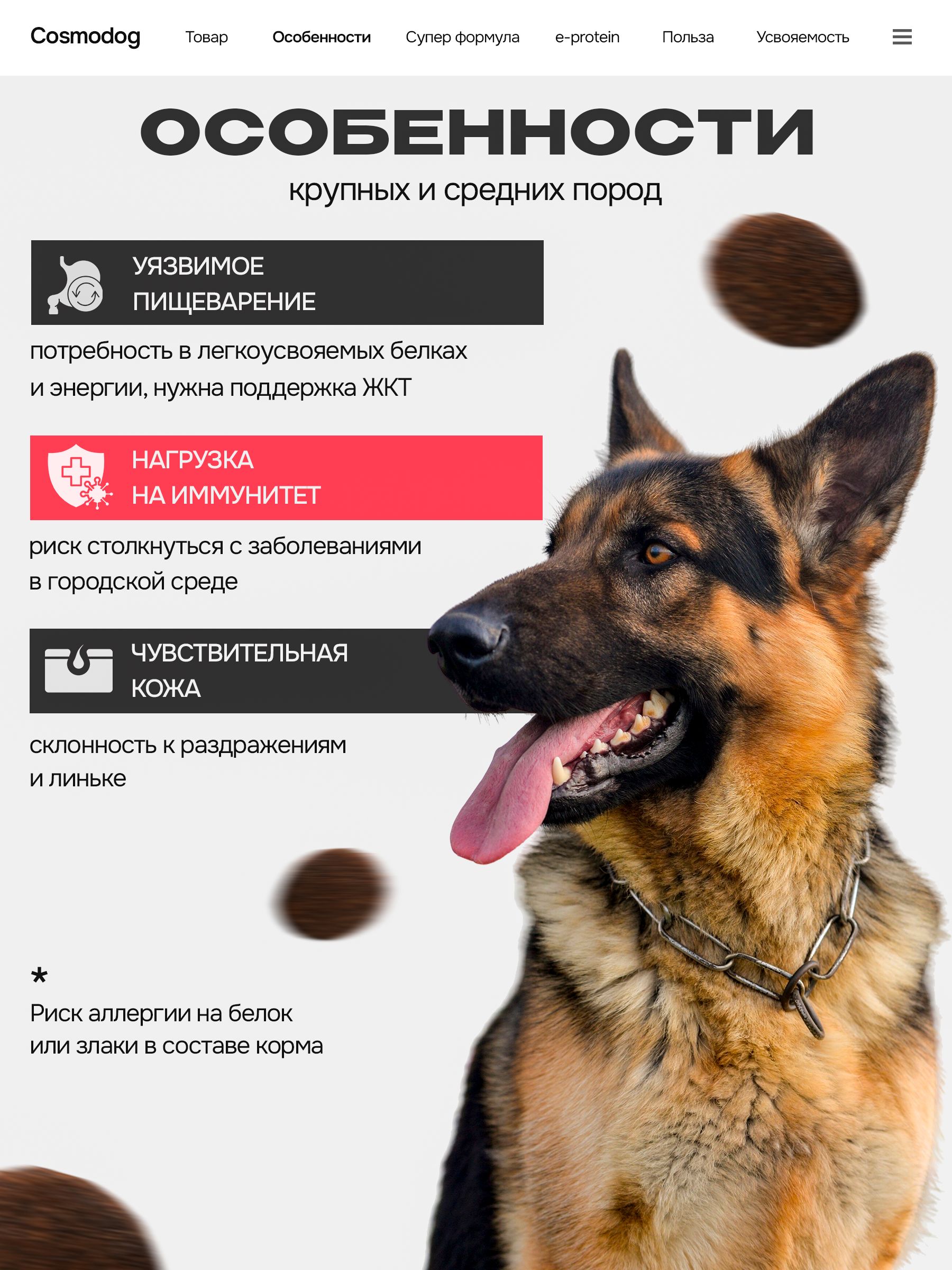 Корм сухой для собак «Cosmodog» для крупных и средних пород с индейкой 2 кг