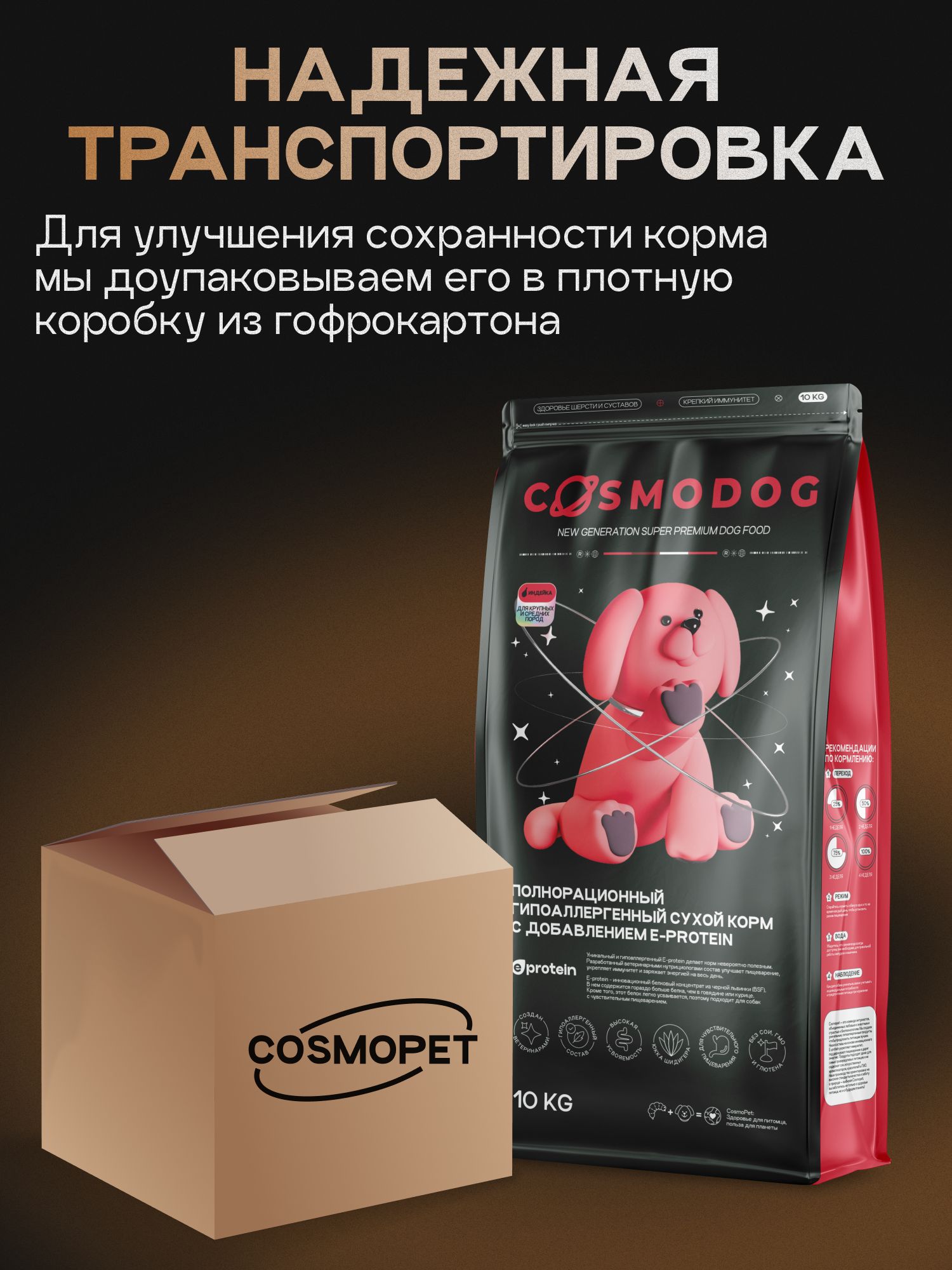 Корм сухой для собак «Cosmodog» для крупных и средних пород с индейкой 10 кг
