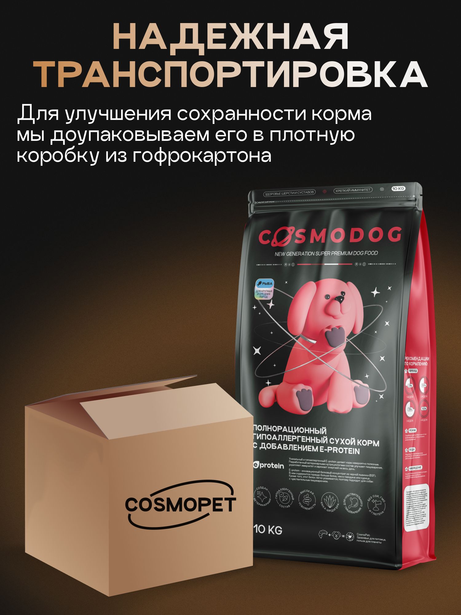 Корм сухой для собак «Cosmodog» для крупных и средних пород с рыбой 10 кг