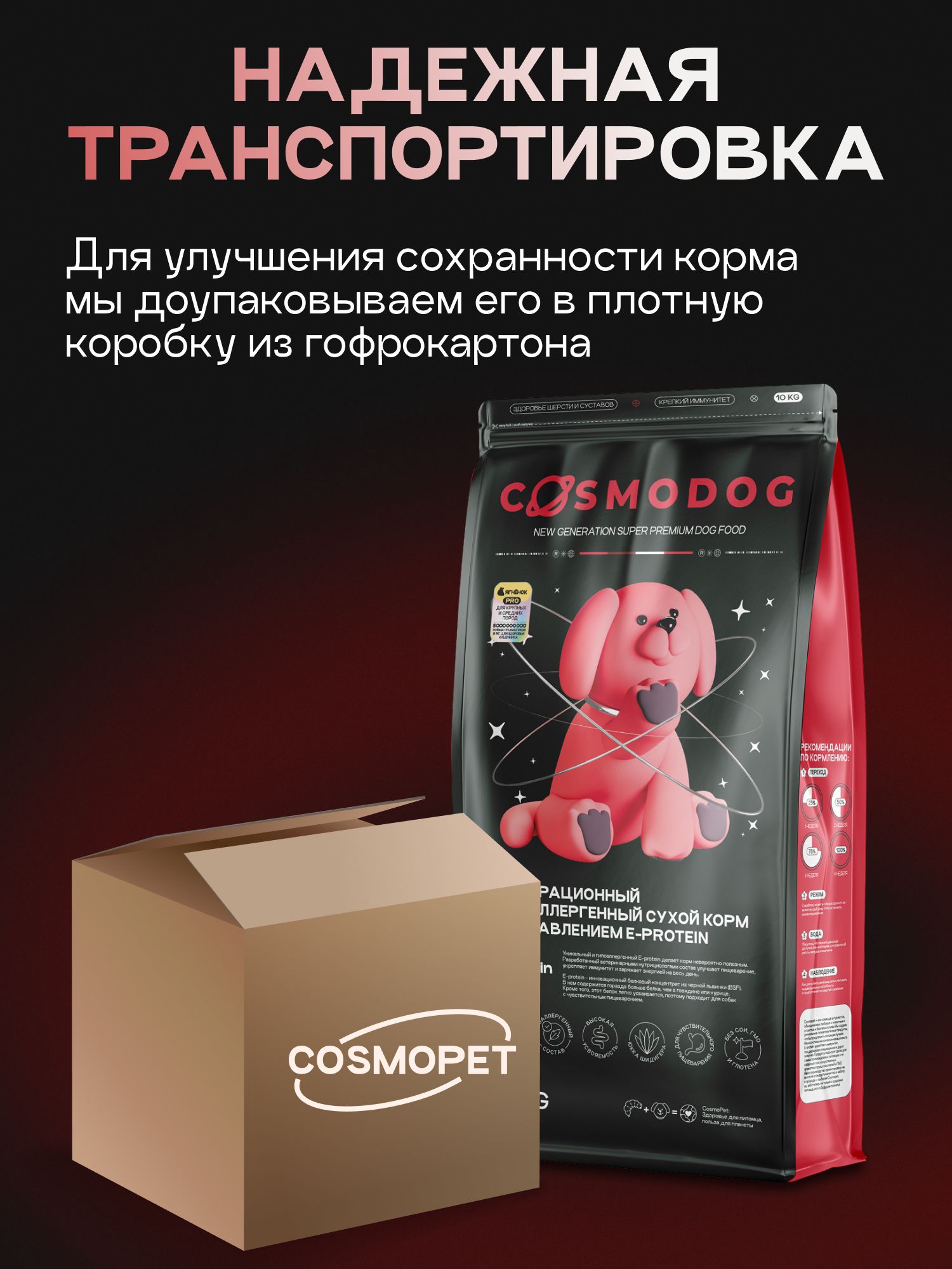Корм сухой для собак «Cosmodog» для крупных и средних пород с ягненком с пробиотиком 10 кг