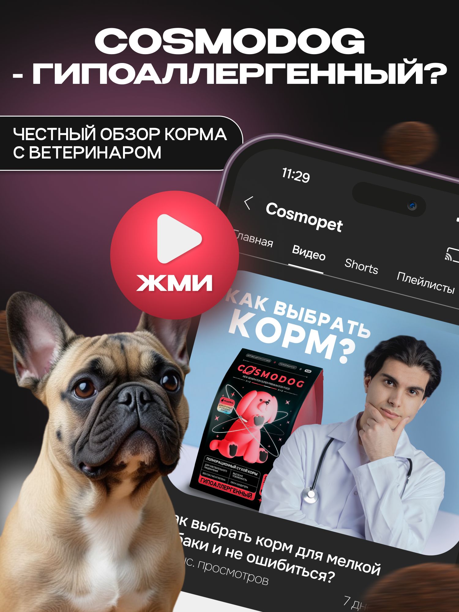 Корм сухой для собак «Cosmodog» для мелких пород с индейкой 0.8 кг