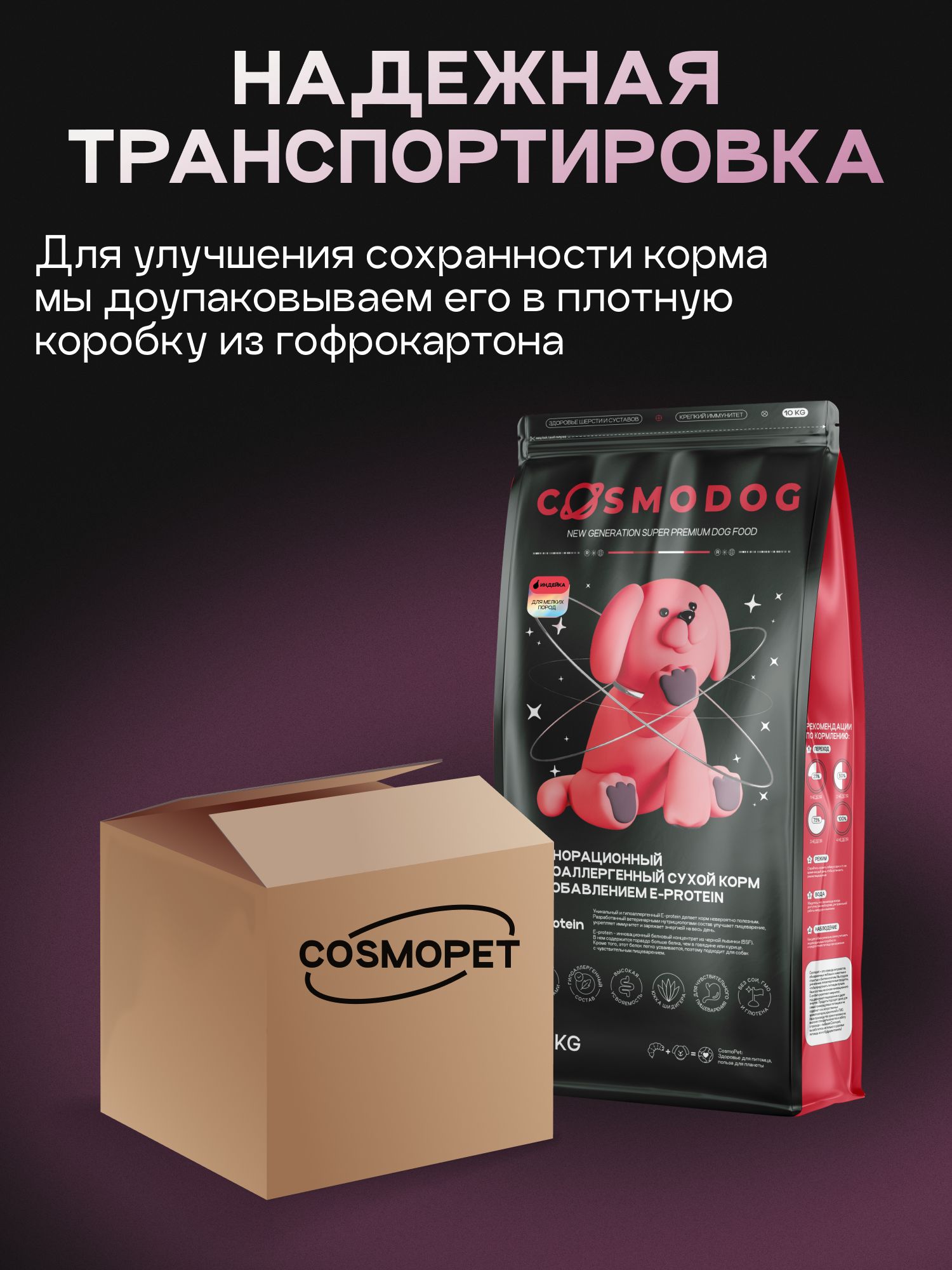 Корм сухой для собак «Cosmodog» для мелких пород с индейкой 10 кг