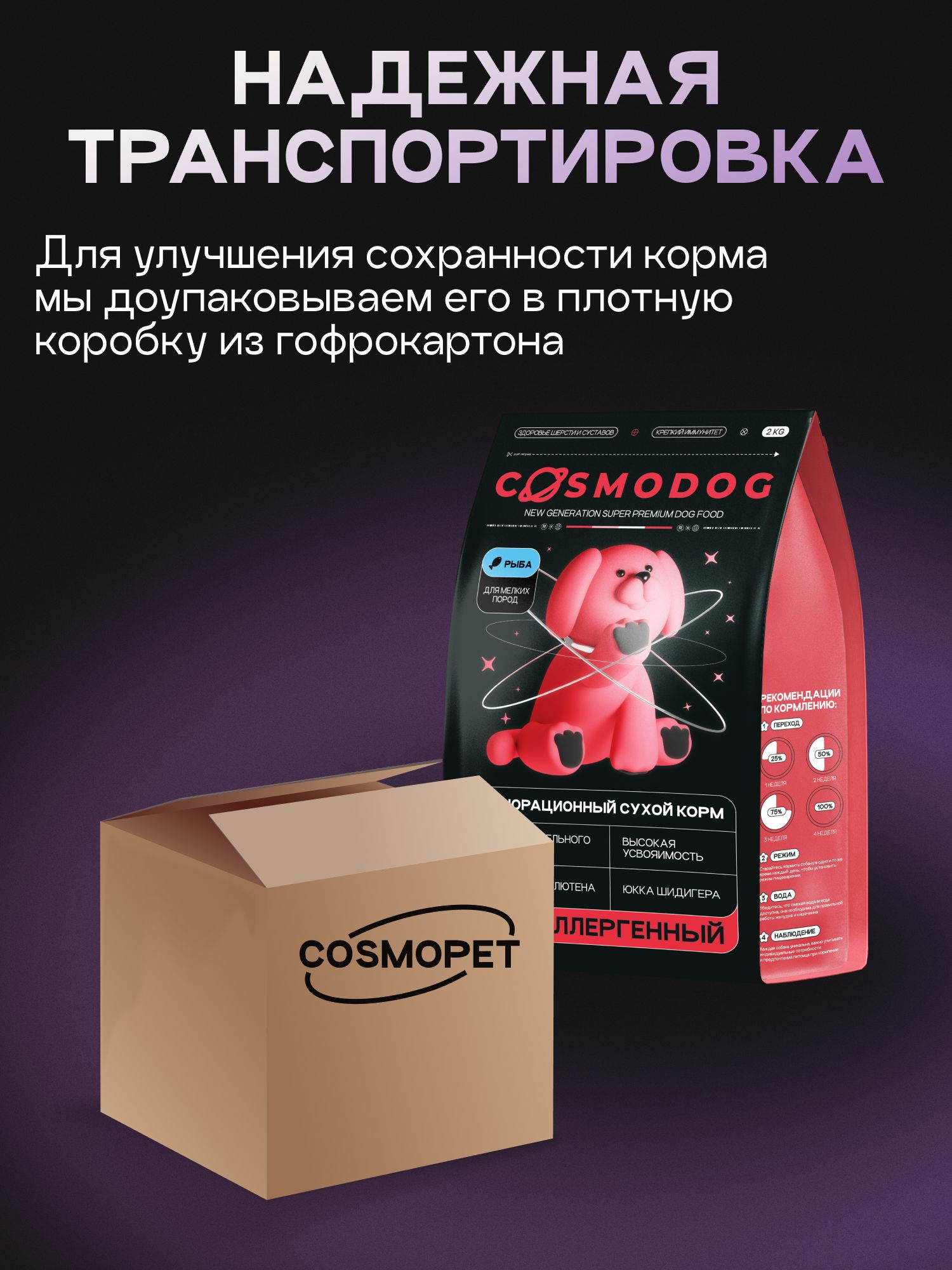 Корм сухой для собак «Cosmodog» для мелких пород с рыбой 2 кг